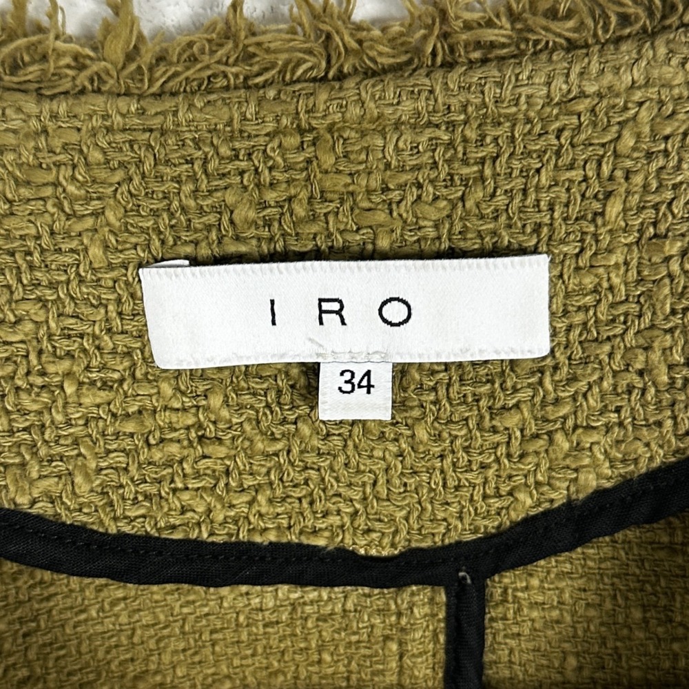 IRO Paris Agnette Jacket Green Womens Size 34 French US Sz 2 Full Zip Cotton‎ XS - Picture 4 of 11